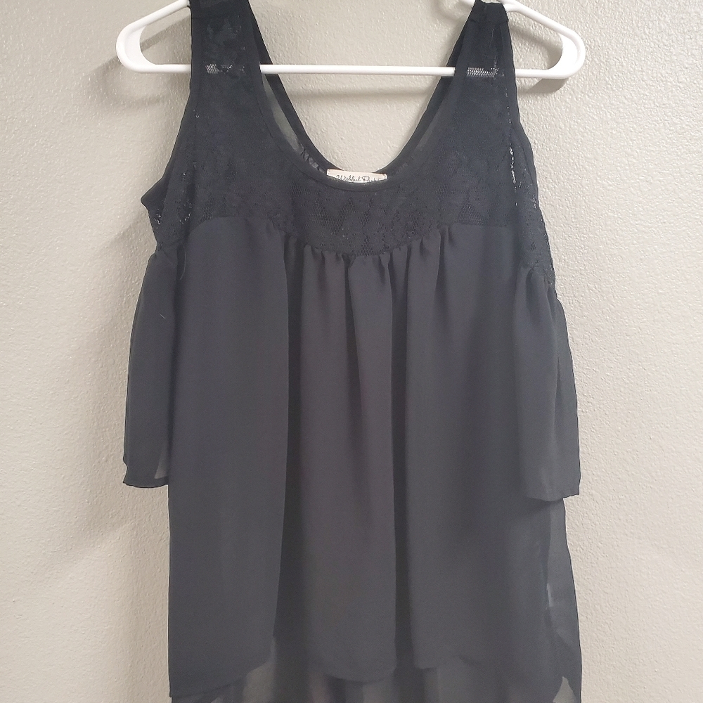 Black cold shoulder top